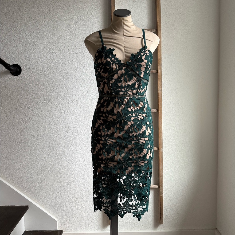 Love Ady Dark Green Lace Slip Dress NWOT sz: Small